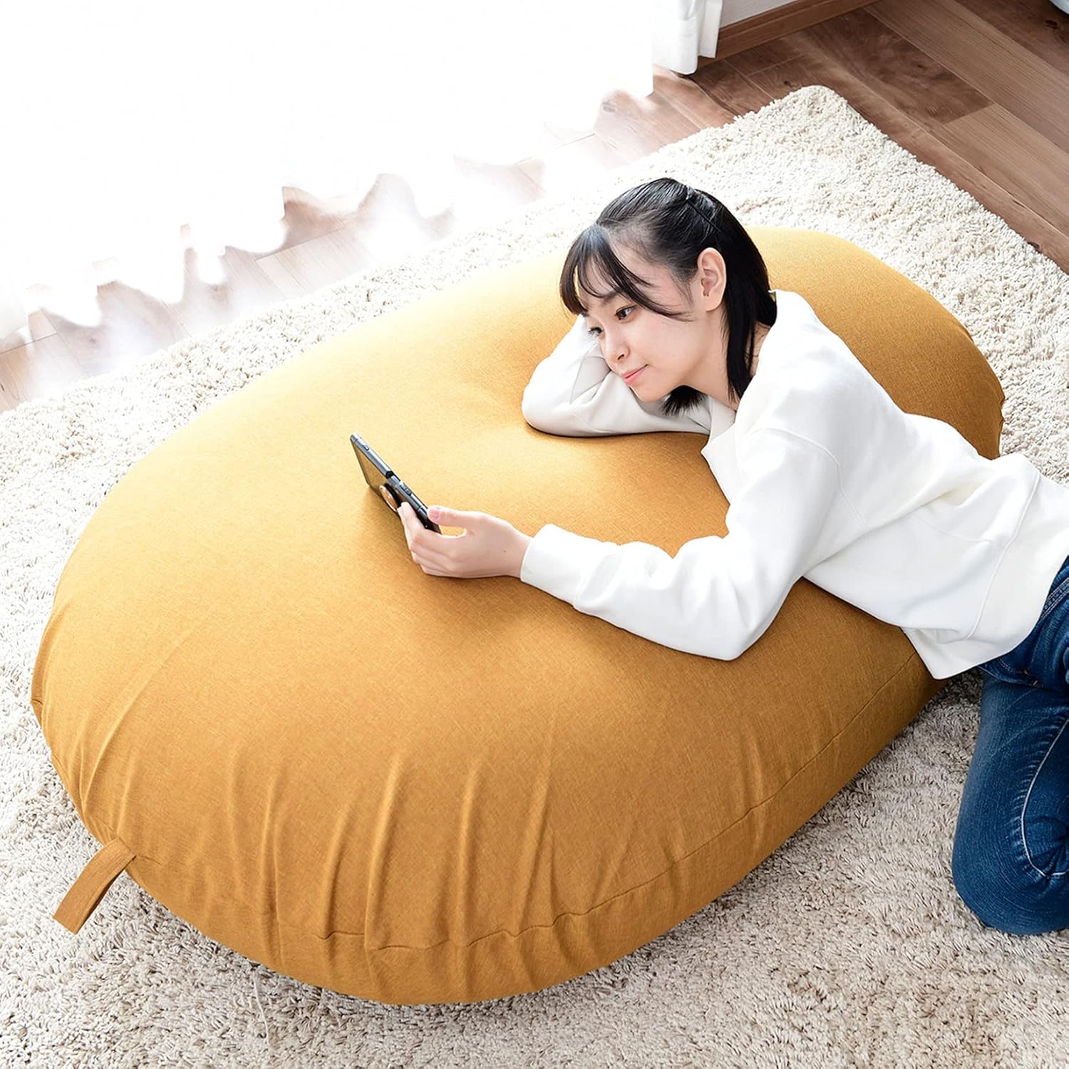 特大 ビーズクッション 山善(YAMAZEN) ビーズクッション (ソファー) 特大 (幅130×奥行100×高さ